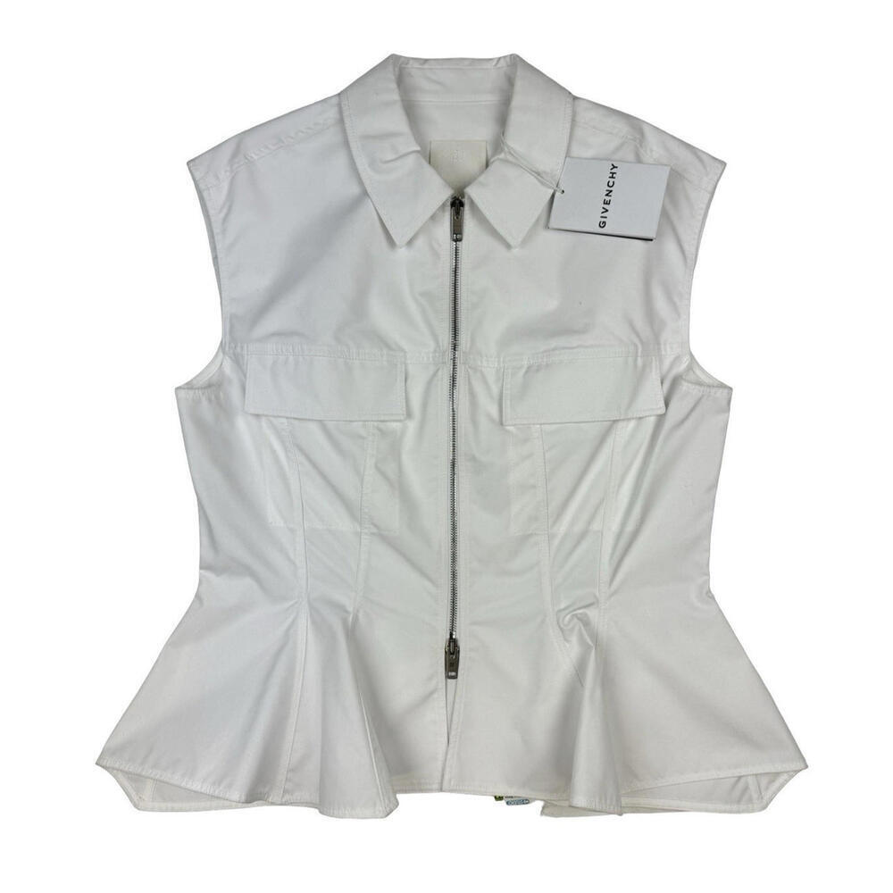Givenchy Peplum Hem Cotton Poplin Shirt Top White Size 42 FR | 10 US